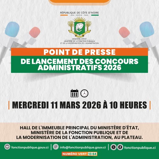 Concours administratifs 2026 lancés ce mercredi