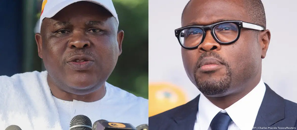 Les deux candidats à l'élection présidentielle du 12 avril 2026 au Bénin : Paul Hounkpè (à gauche en face de l'image) et le favori Romuald Wadagni (à droite).