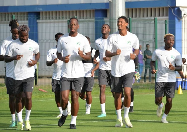 Les Eléphants de Côte d'Ivoire à l'entrainement.