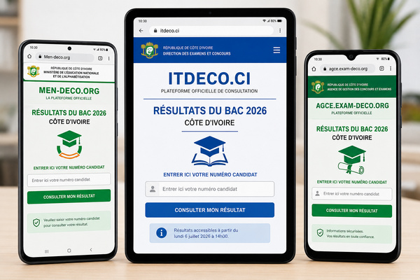Men-deco.org, Itdeco.ci et Agce.exam-deco.org : les sites officiels pour consulter le BAC 2026.