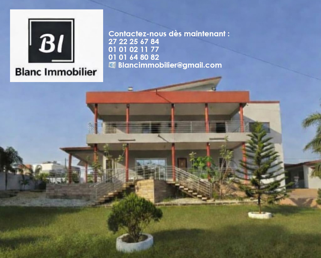 Blanc IMMOBILIER vous propose à Cocody Angré Bessikoi : Somptueuse villa 7 pièces haut standing à louer ou à vendre