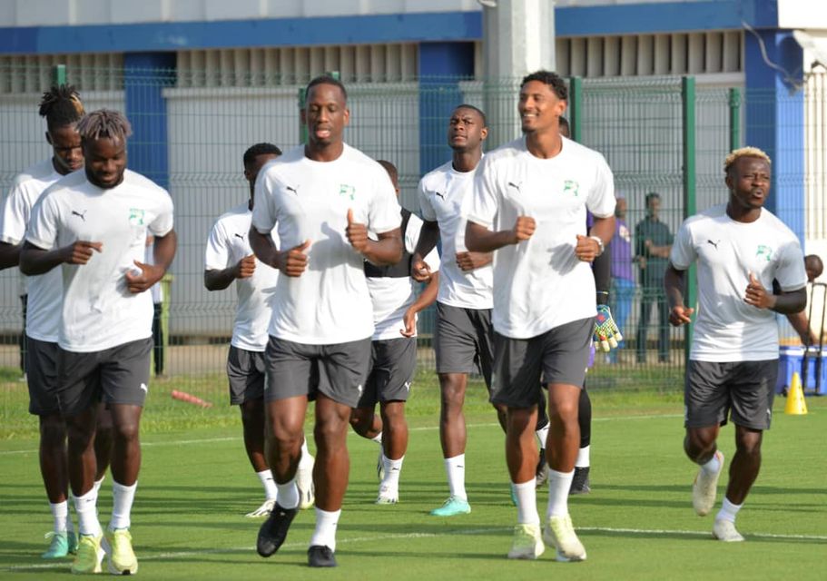 Les Eléphants de Côte d'Ivoire à l'entrainement.