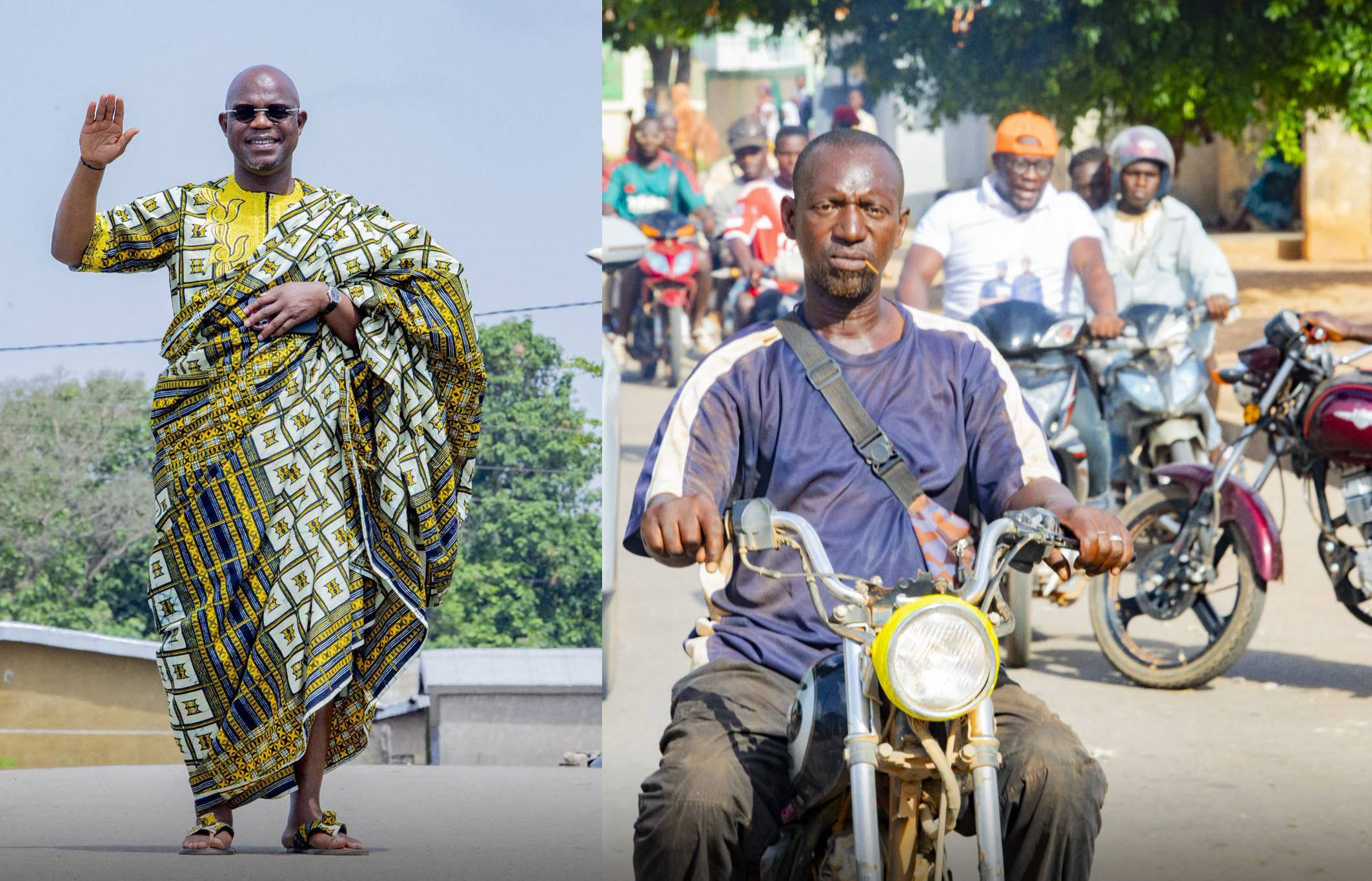 Habillé en chef Akan, au son des chants et danses de réjouissance, c’est dans cette ambiance que le député de Kani a fait son entrée à N’Gbokro, au milieu du ronronnement d’une centaine de motos venues l’accueillir.
