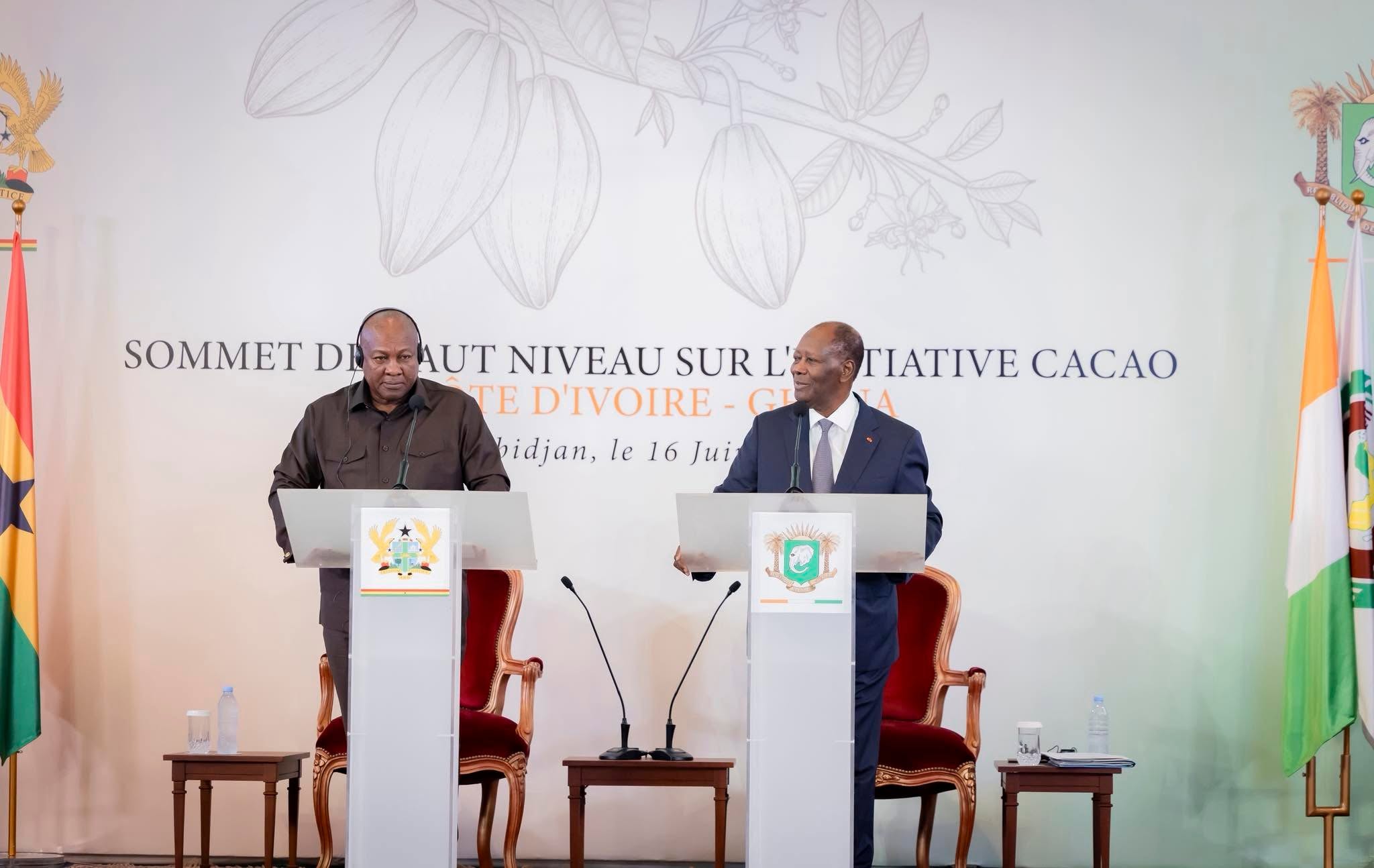 Le chef de l’État ivoirien a coprésidé, avec son homologue ghanéen, le Sommet de haut niveau sur l’« Initiative Cacao » Côte d’Ivoire-Ghana à Abidjan.