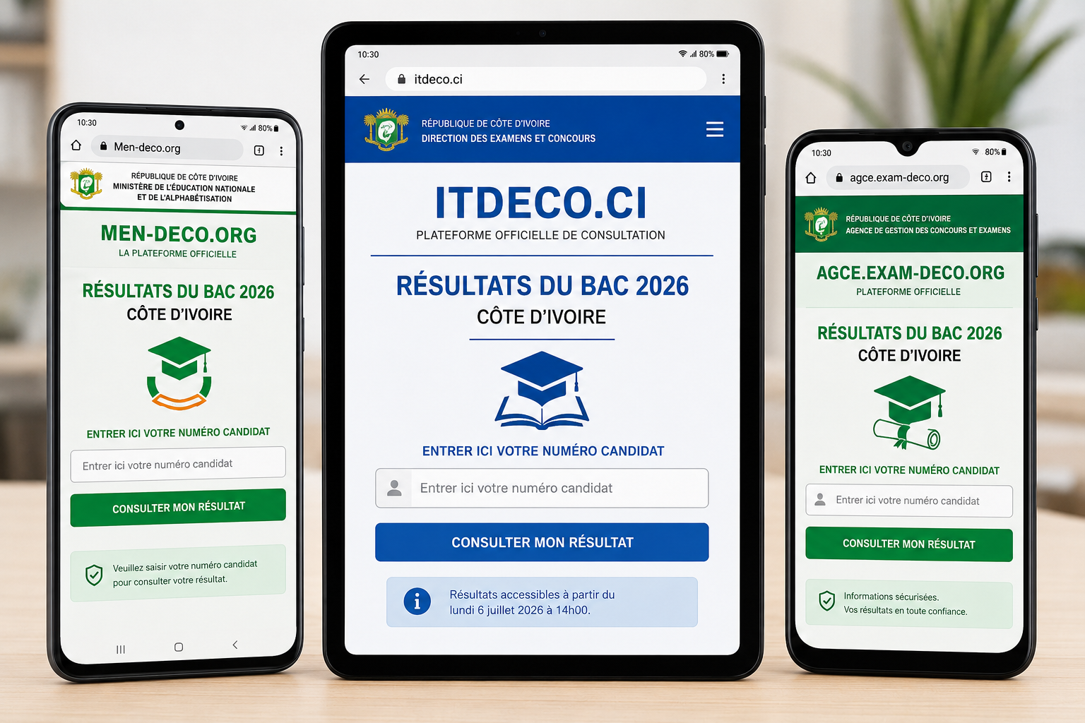Men-deco.org, Itdeco.ci et Agce.exam-deco.org : les sites officiels pour consulter le BAC 2026.