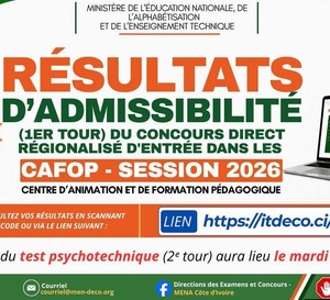 CAFOP 2026 : les résultats d’admissibilité disponibles, le test psychotechnique fixé au 18 août