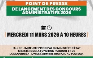 Concours administratifs 2026 lancés ce mercredi