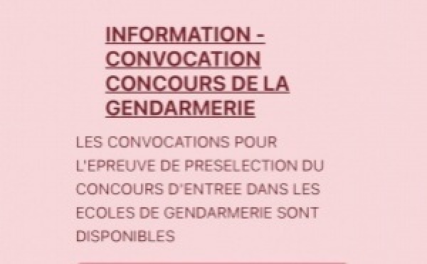 Concours gendarmerie 2026 : épreuves de présélection 3 mai, le lien pour les convocations